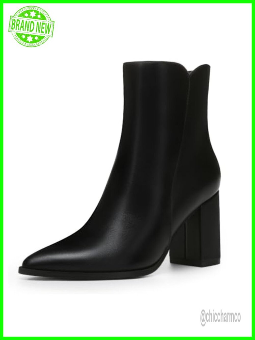 Women's Pointed Toe Chunky High Heel Ankle Booties Side Zip Leather Suede